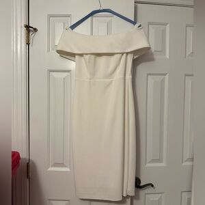 Off-Shoulder White Calvin Klein Cocktail Dress
